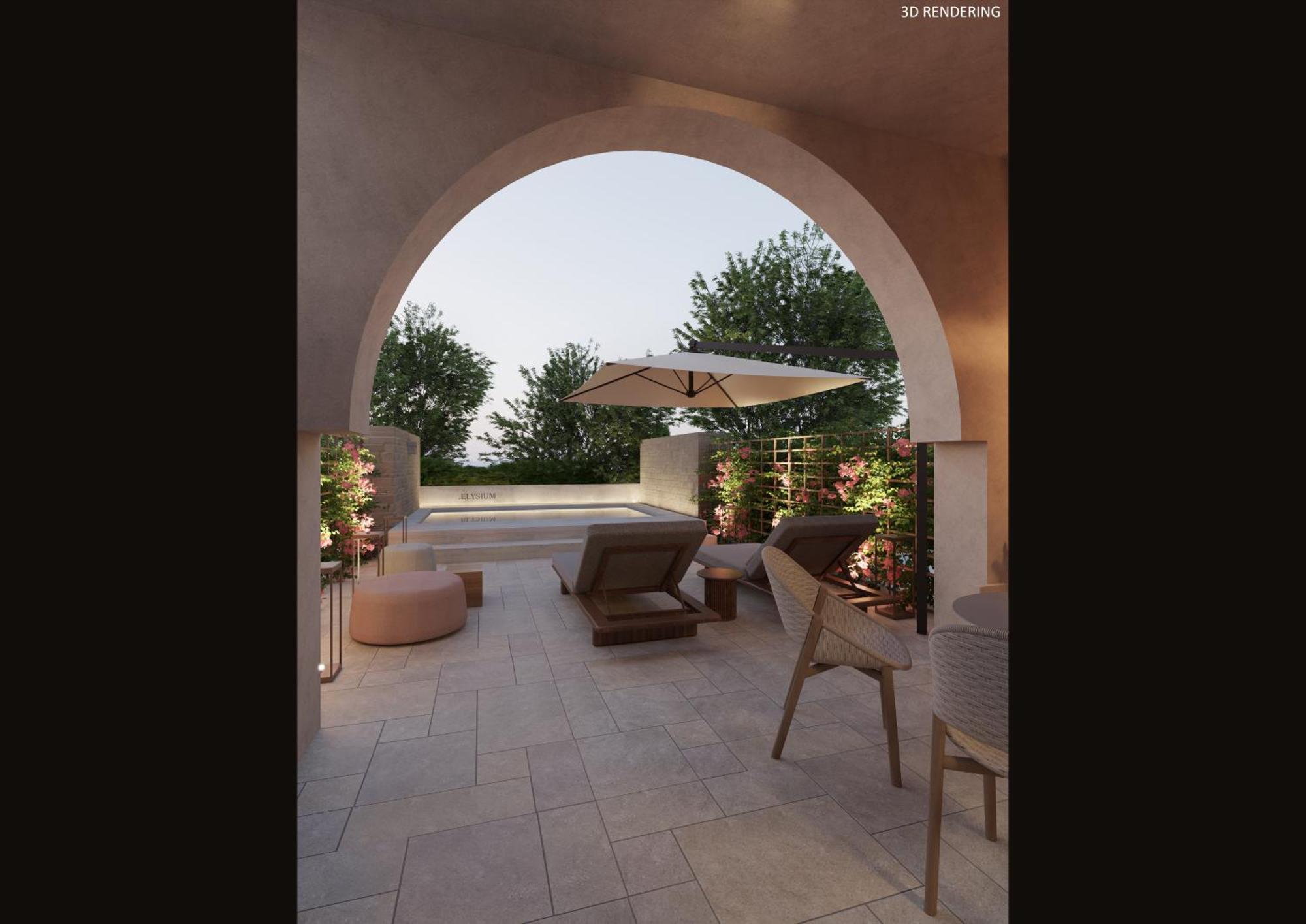 极乐豪华酒店 Paphos 外观 照片 3D rendering of a patio