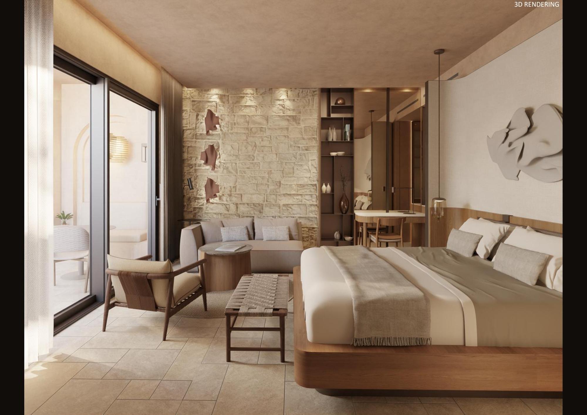 极乐豪华酒店 Paphos 外观 照片 3D rendering of a bedroom