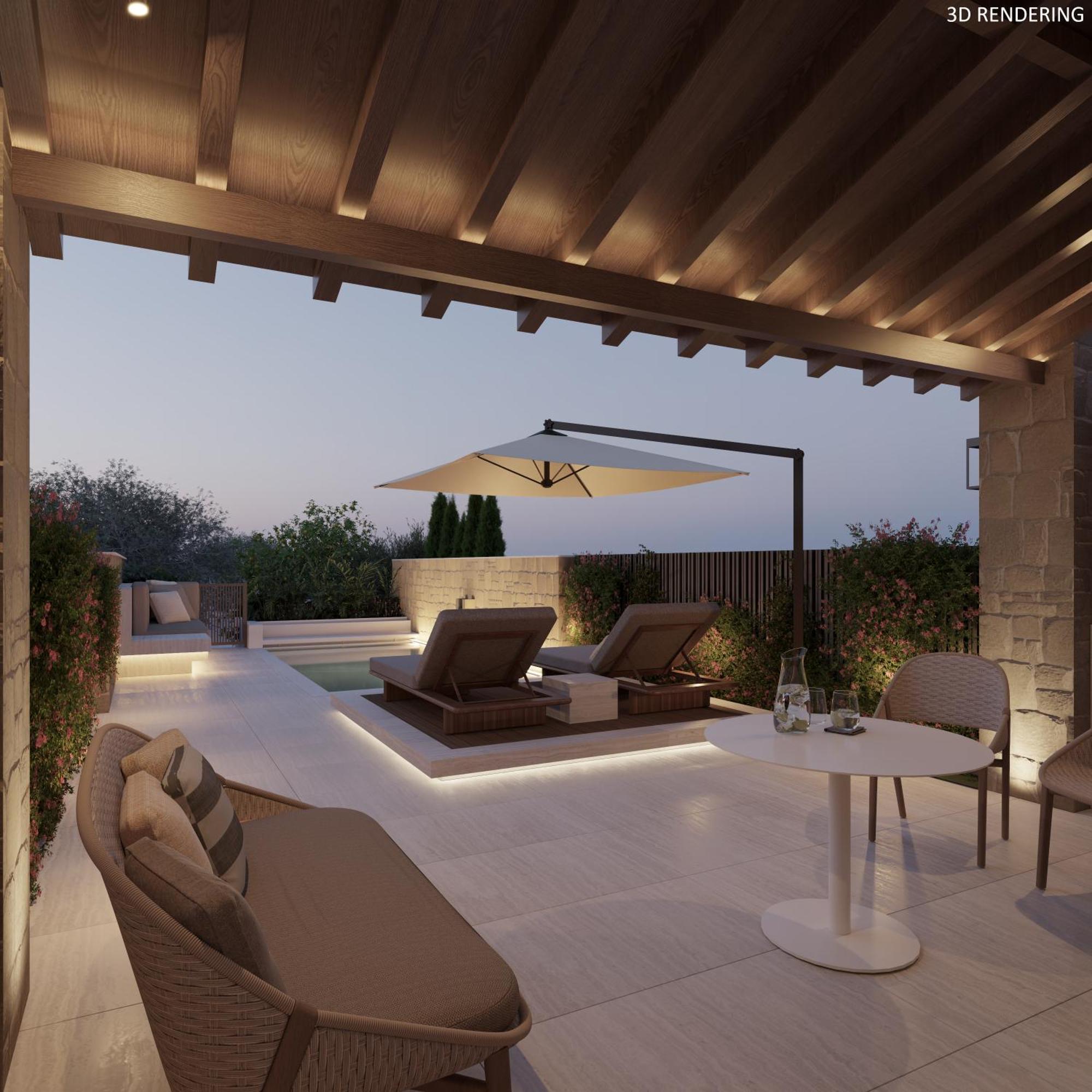 极乐豪华酒店 Paphos 外观 照片 3D rendering of a patio